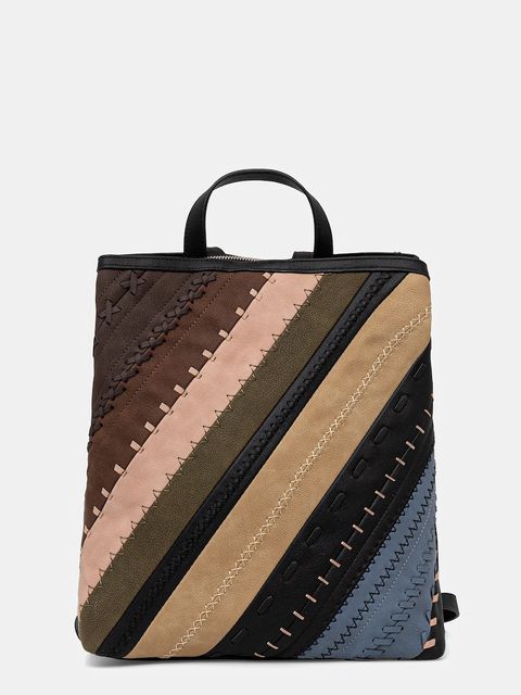 Desigual plecak QUEBEC WHIPSTITCH SU damski kolor czarny mały wzorzysty 25WAKP09 - zdjęcie produktu nr 1