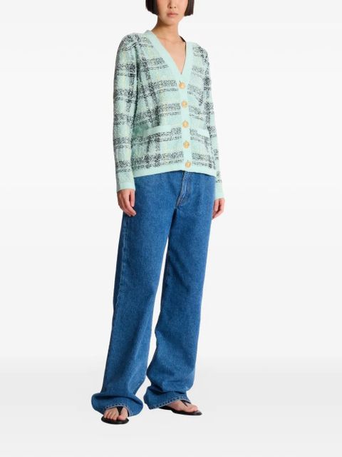 Balmain glittered tweed cardigan - Green