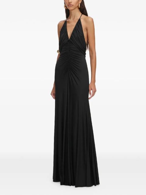 Self-Portrait halter ruched maxi dress - Black - zdjęcie produktu nr 2