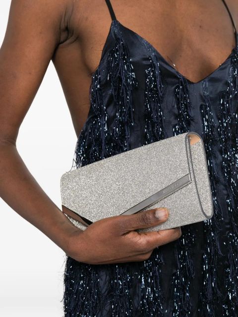 Jimmy Choo Emmie glitter chain clutch bag - Silver - zdjęcie produktu nr 2