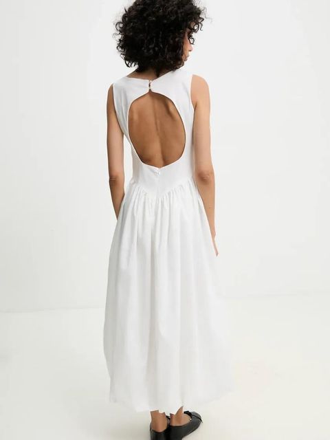 Answear.LAB sukienka kolor biały maxi rozkloszowana
