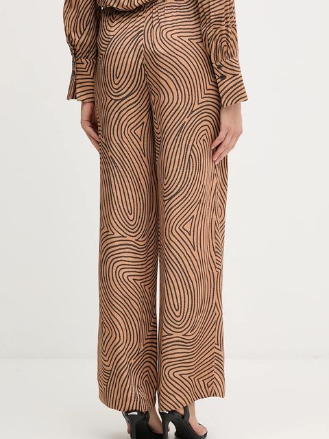 Marc Aurel spodnie damskie kolor brązowy szerokie high waist 1853-1002-24812 - zdjęcie produktu nr 2