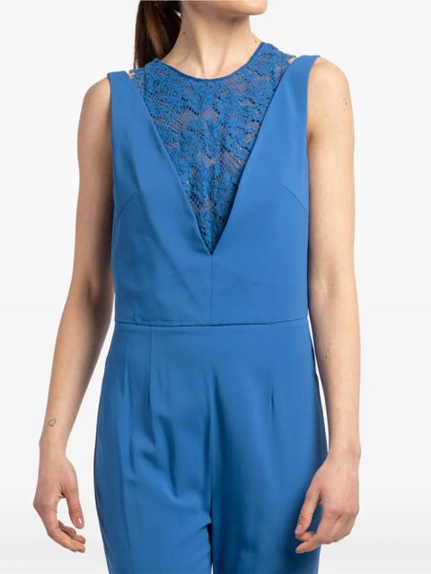 PINKO lace insert flared jumpsuit - Blue