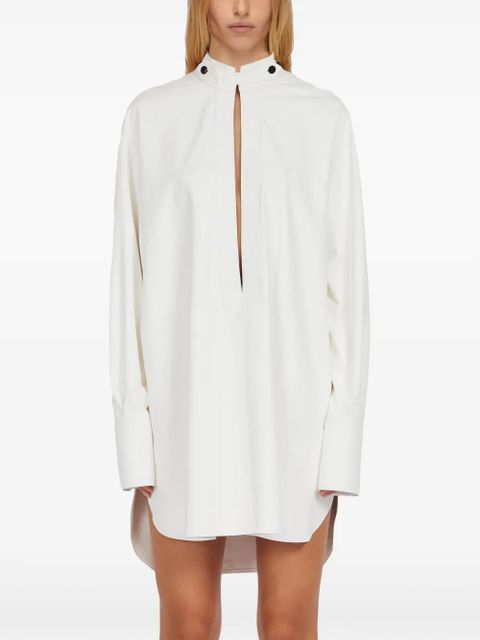 Ferragamo frog-collar long-sleeved kaftan - White