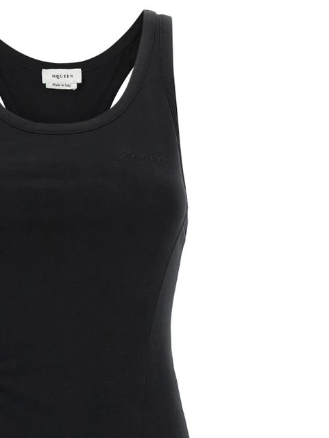 Alexander McQueen corset logo-embroidery dress - Black