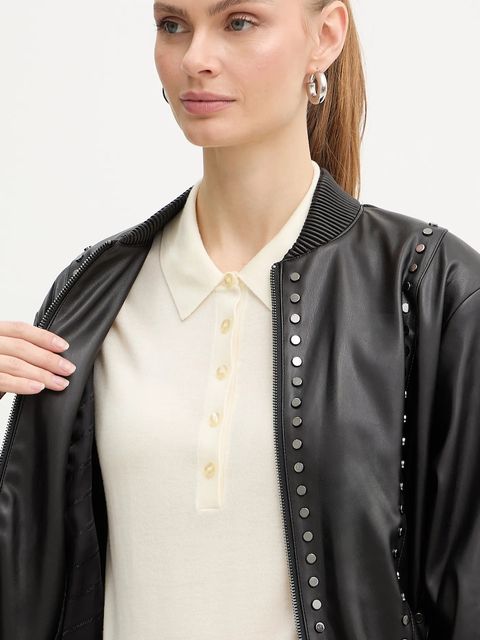 Karl Lagerfeld kurtka bomber kolor czarny przejściowa B1W14036