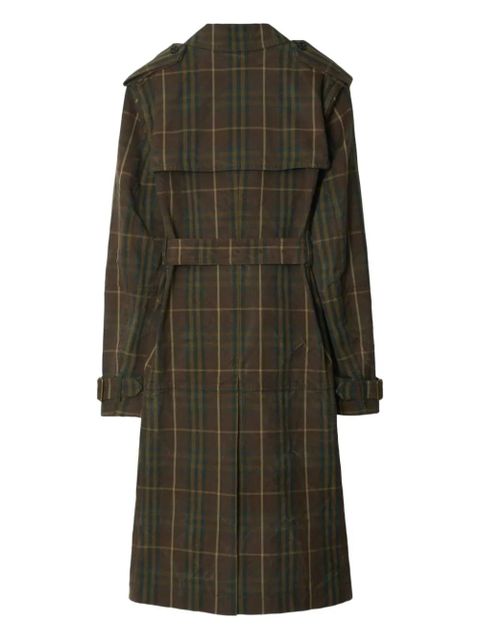 Burberry checked double-breasted trench coat - Green - zdjęcie produktu nr 2