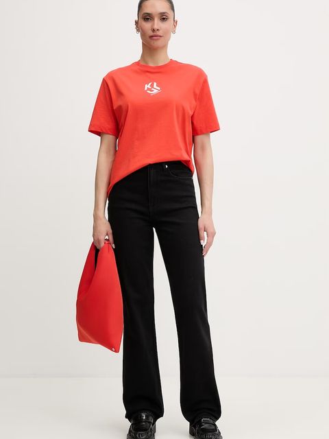 Karl Lagerfeld Jeans T-shirt damski z bawełną - zdjęcie produktu nr 1