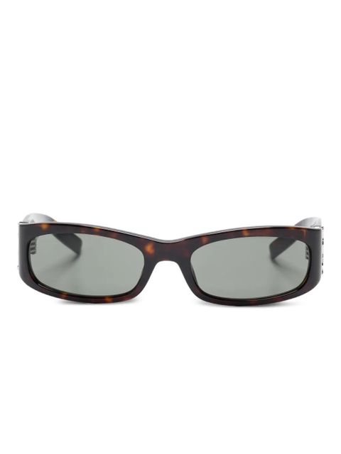 Saint Laurent Eyewear logo-plaque rectangle-frame sunglasses - Brown - zdjęcie produktu nr 1