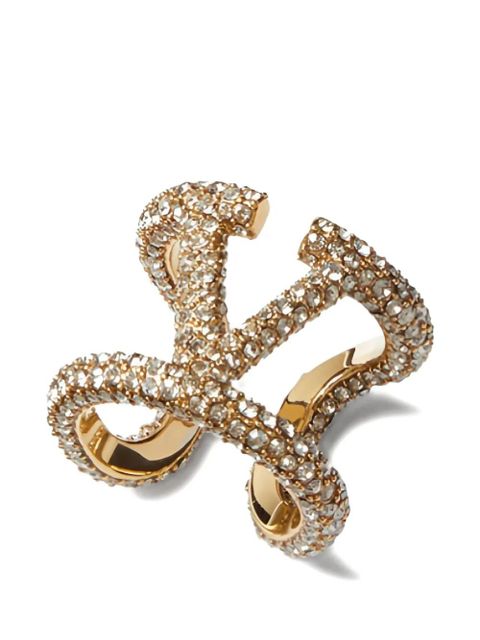 Valentino Garavani VLogo crystal-embellished open ring - Yellow - zdjęcie produktu nr 1