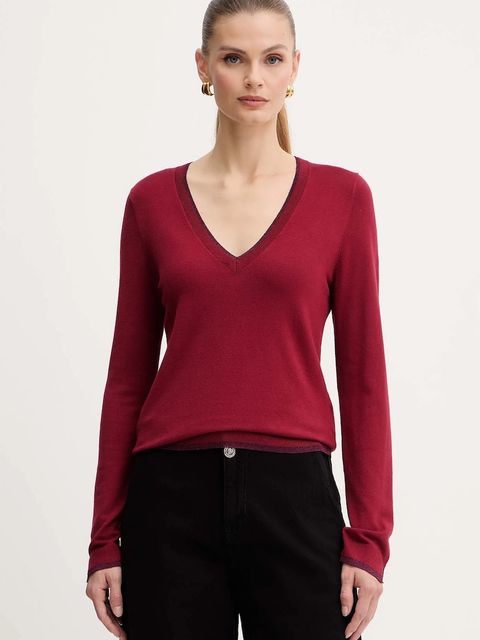 Liu Jo sweter damski kolor bordowy lekki MF5227 MS49I - zdjęcie produktu nr 1