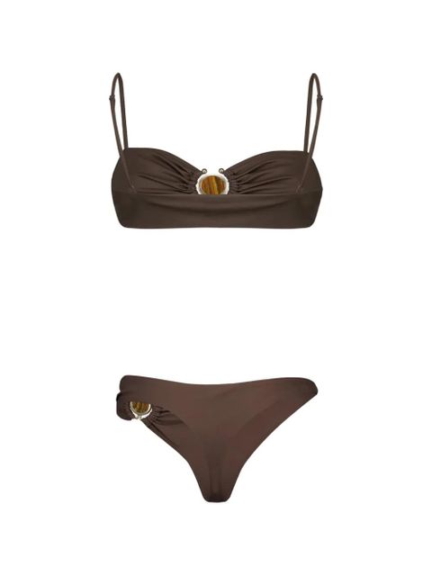 Christopher Esber stone-embellished ruched bikini bottoms - Brown - zdjęcie produktu nr 2
