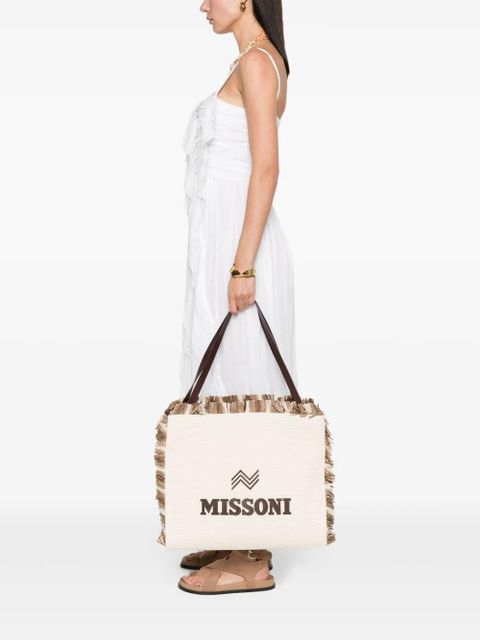 Missoni logo-patch interwoven shoulder bag - Neutrals - zdjęcie produktu nr 2