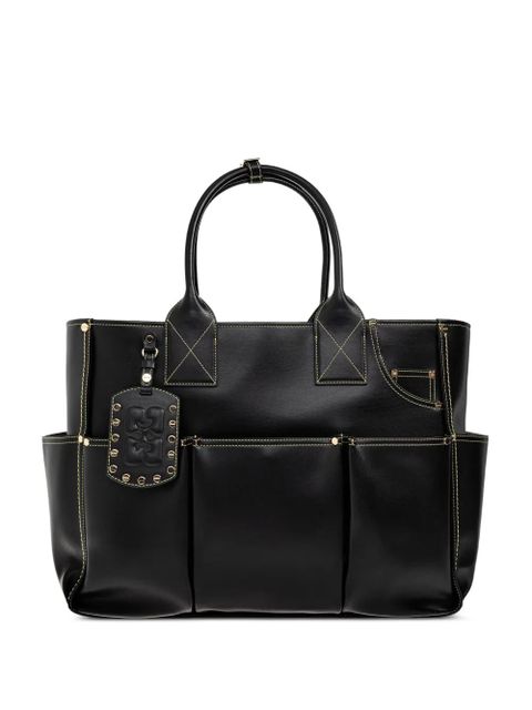 GANNI logo-tag multi-pocket tote bag - Black - zdjęcie produktu nr 1