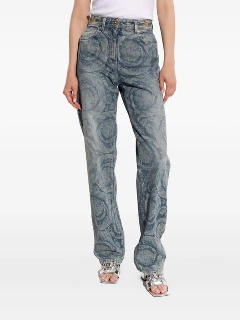 Versace baroque-patterned jeans - Blue