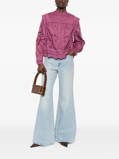 FARM Rio floral-cut-out scalloped shirt - Purple - zdjęcie produktu nr 2