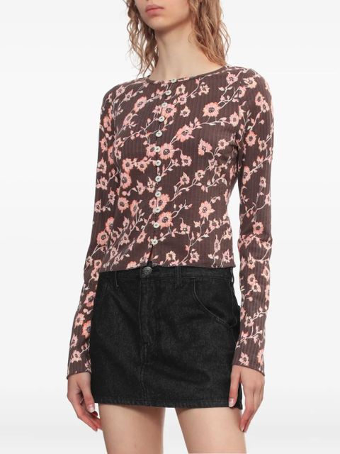 Free People floral-print long sleeves top - Red