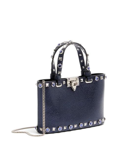 Valentino Garavani Rockstud mini shopping bag in laminated calfskin - Blue