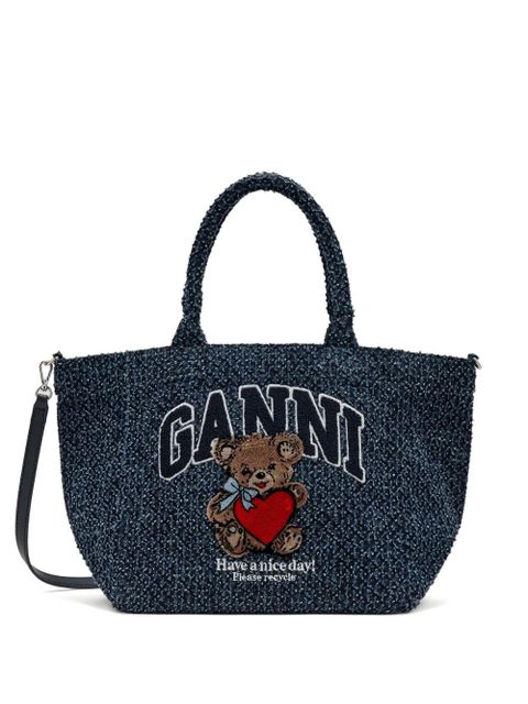 GANNI teddy appliqué tote bag - Blue - zdjęcie produktu nr 1