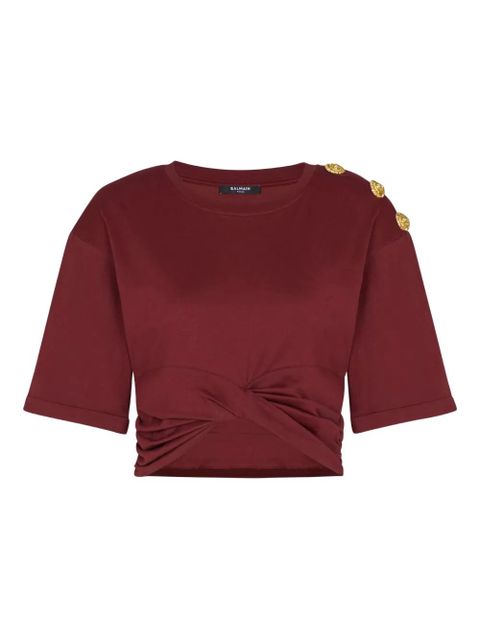 Balmain twisted button-embellished top - Red - zdjęcie produktu nr 1