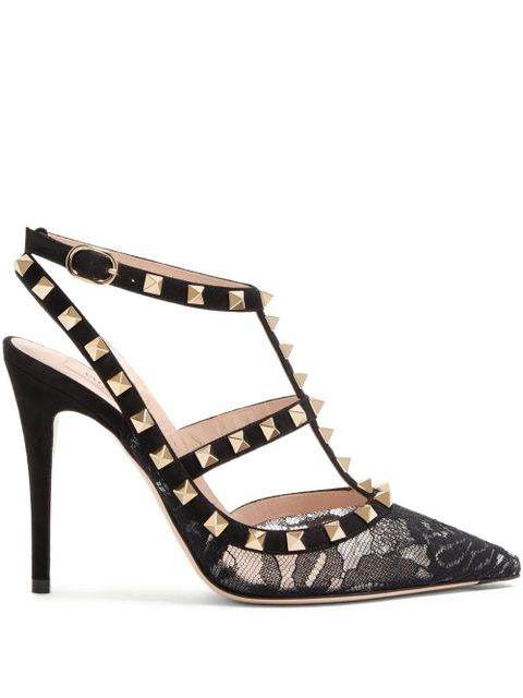 Valentino Garavani 100mm Rockstud lace pumps - Black - zdjęcie produktu nr 1