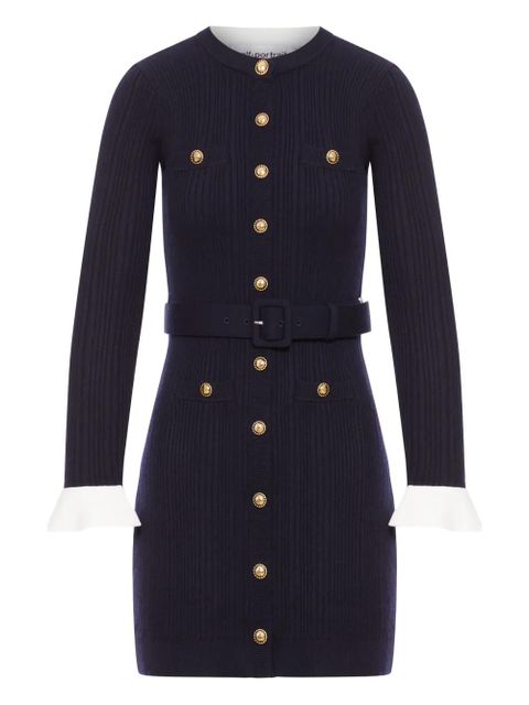 Self-Portrait ribbed button-front dress - Blue - zdjęcie produktu nr 1