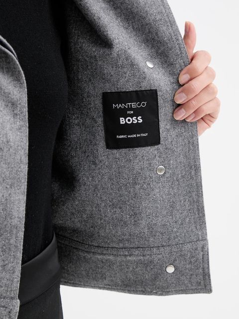 BOSS kurtka z wełną kolor szary przejściowa oversize 50548307