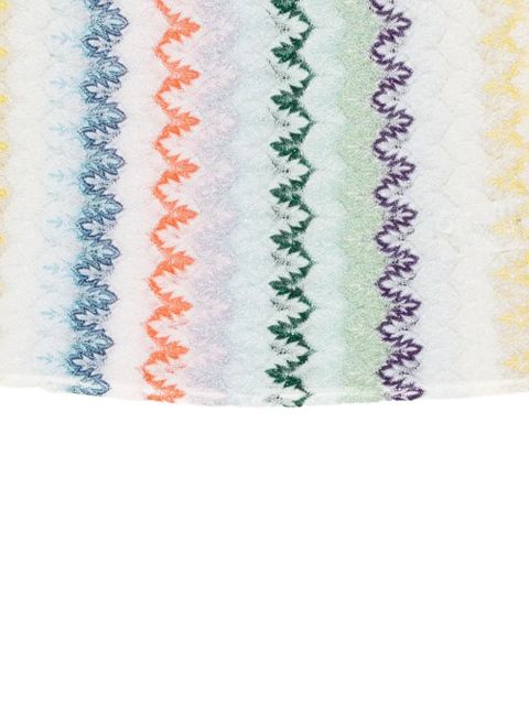 Missoni zigzag-knit fringed scarf - White