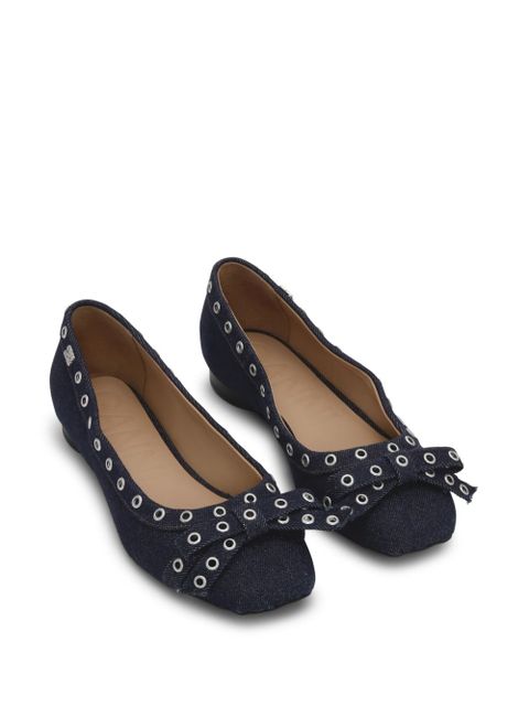GANNI eyelet detailing denim ballerina shoes - Blue - zdjęcie produktu nr 2