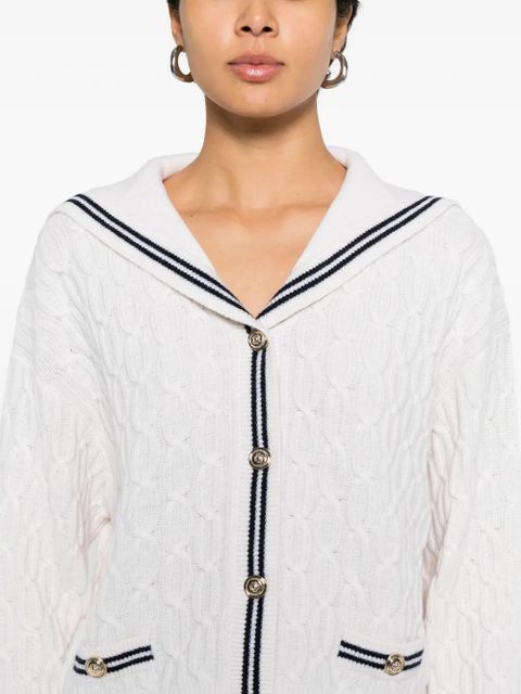 Maje striped button cardigan - White