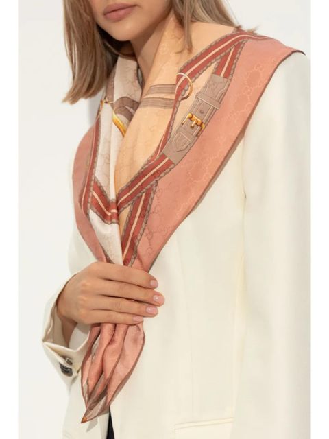 Gucci Horsebit-print silk scarf - Pink