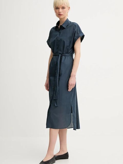 Marc O'Polo sukienka bawełniana kolor niebieski midi prosta 504081121147