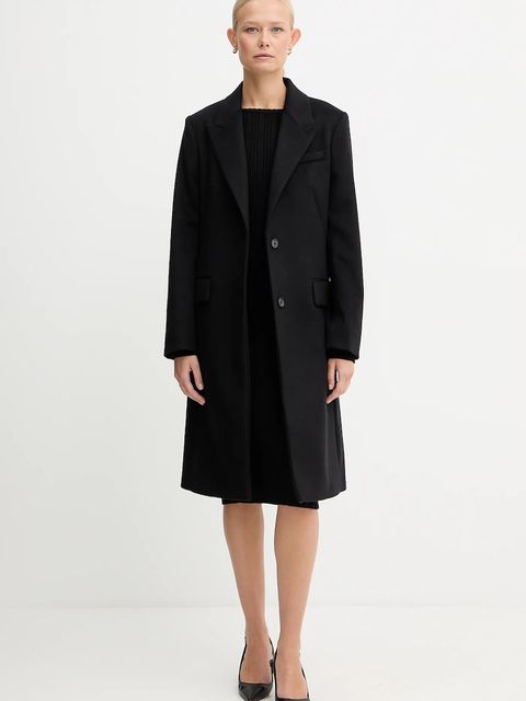 BOSS płaszcz wełniany kolor czarny 50548371