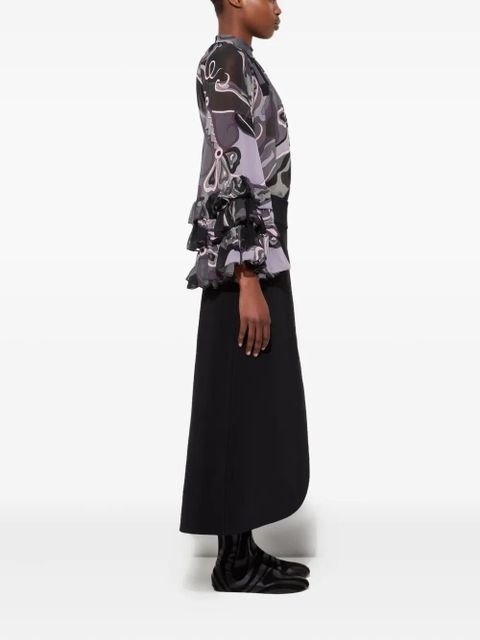 PUCCI slit internal-print midi skirt - Black