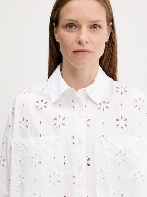 Barbour koszula bawełniana MELISSA damska kolor beżowy relaxed z kołnierzykiem klasycznym LSH1676