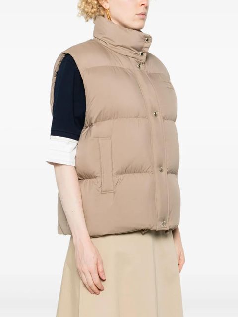 Miu Miu logo-patch down gilet - Brown