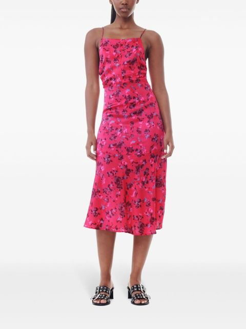 GANNI floral-print satin slip dress - Pink