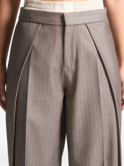Manière De Voir Sofia satin-waistband pinstripe trousers - Brown