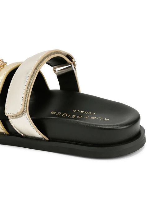 Kurt Geiger London klapki skórzane Eagle Cut Out Sandal damskie kolor złoty na platformie 4732666109