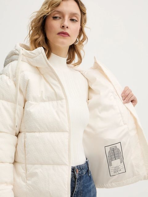 Guess kurtka DAISY damska kolor beżowy zimowa W4BL36 WGJZ0