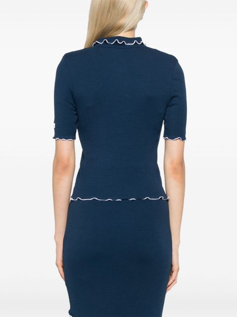 ROTATE BIRGER CHRISTENSEN ribbed polo top - Blue