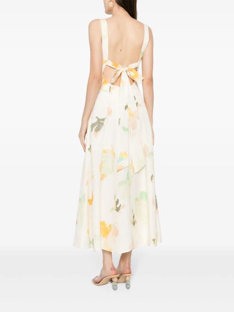 Acler Tate watercolour-print midi dress - Yellow