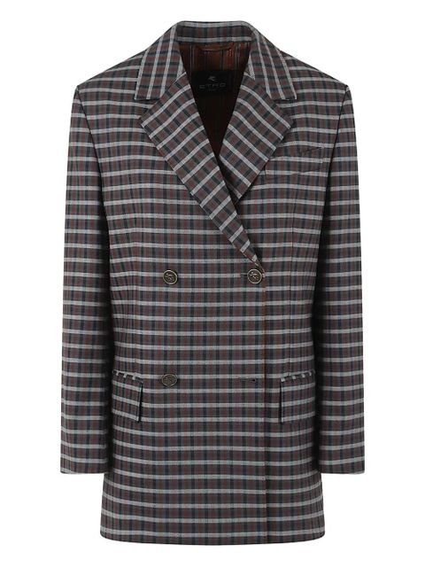 ETRO checked double-breasted jacket - Grey - zdjęcie produktu nr 1