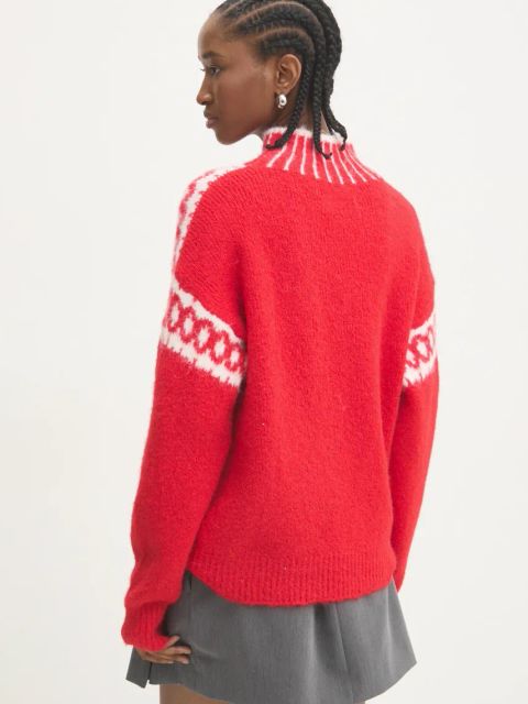 Answear.LAB sweter z wełną kolor czerwony z półgolfem