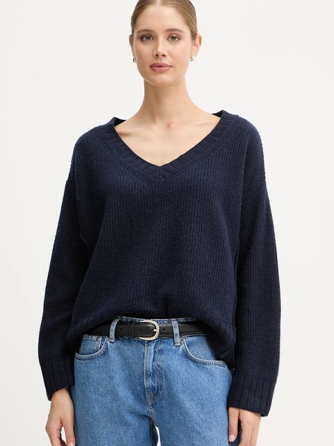 United Colors of Benetton sweter z dodatkiem wełny damski kolor granatowy 126WD402Z - zdjęcie produktu nr 1