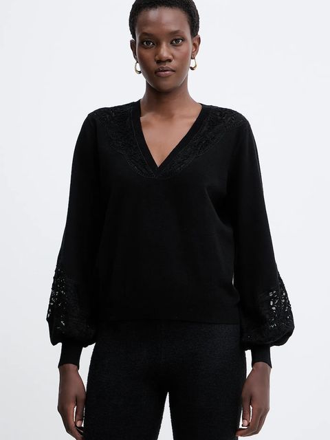 Twinset sweter z domieszką wełny damski kolor czarny 252TT3440