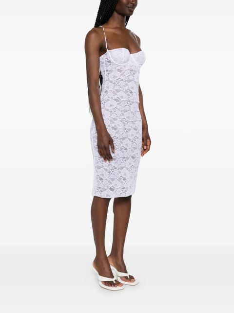 Oséree lace-overlay underwired dress - White