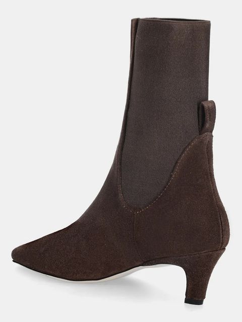 Answear.LAB botki zamszowe kolor brązowy na szpilce