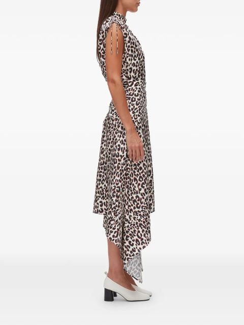3.1 Phillip Lim leopard-print ruched silk dress - Neutrals