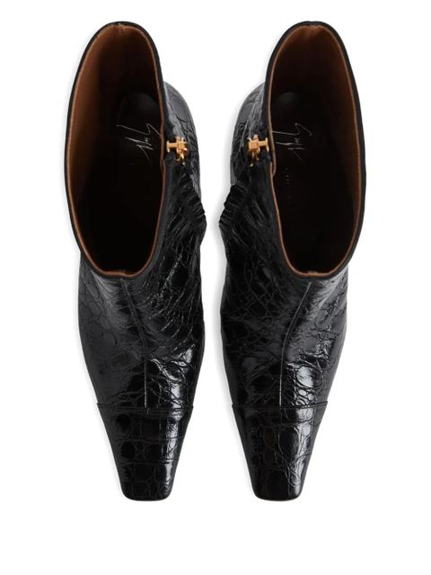 Giuseppe Zanotti Janiee Bootie 90 crocodile-effect square-toe boots - Black - zdjęcie produktu nr 2